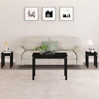 Nesting Tables 3 pcs Black Solid Wood Pine