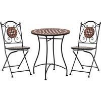 3 Piece Mosaic Bistro Set Ceramic Tile Terracotta