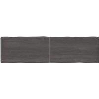 Table Top Dark Grey 220x60x(2-4) cm Treated Solid Wood Live Edge