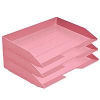 Acrimet Stackable Letter Tray Tier Side Load, Plastic, Desktop 3 Pink