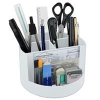 Acrimet Compact Desktop Organizer, Spacious Slots, Round 4 (White