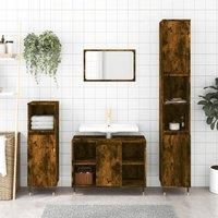 Bathroom Cabinet Smoked Oak 80x33x60 cm Engineered Wood