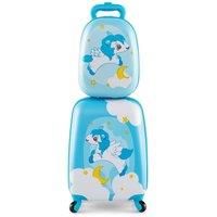 2PCS 12" 16" ABS Kids Suitcase Backpack Luggage Set School Travel Lightweight