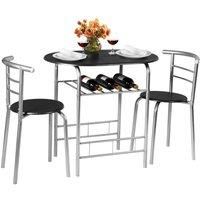 Small Table and 2 Chairs 3PCS Bar Kitchen Dining Breakfast Furniture Set w/ Shelf