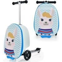 2-in-1 Ride On Scooter Suitcase 19 Kids Travel Luggage with Waterproof EVA Shell & LED Flashing Wheels