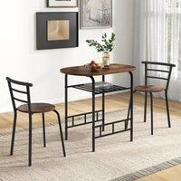 3-Piece Dining Table Set Kitchen Breakfast Nooks Table and Chairs