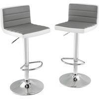 Set of 2 Bar Stools Adjustable Swivel PU LeatherCounter Height Pub Dining Chairs