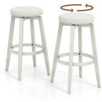 Set of 2 Bar Stools Kitchen Upholstered Chair 360 Swivel Pub Stool 76cm