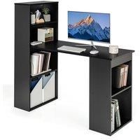 Desk Wooden PC Laptop Table Writing Workstation 6-Tier Storage Shelves