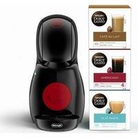 Dolce Gusto DeLonghi Nescafé Piccolo XS Pod Capsule Coffee Machine Value Bundle, Espresso, Cappuccino and more, EDG210.B, 0.8 liters, Black & Red, Includes 3 Boxes of Pods