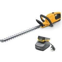 Stiga Battery-Powered Hedge Trimmer HT 100e Kit, Double-action blade of 55 cm, Teeth-spacing 18 mm, ePower battery, 20 V (2 Ah), 150 W, and charger included, Yellow/Grey/Black