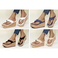 Cork Platform Sandals - 6 Sizes & 4 Colours! - White