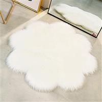 QINGLOU Fur Sheepskin Style Rug Fleece Faux Faux (White, 90 x 90cm)