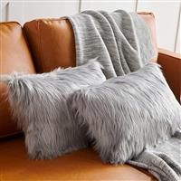 QINGLOU Pack Fur Throw Pillow Cover 2 Faux Faux (White, 45x45cm)