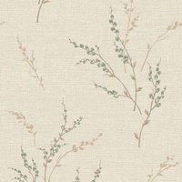 Belgravia Carmella Floral Wallpaper Metallic Embossed Hessian Vinyl - 4 Colours