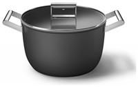 Smeg CKFC2611BLM Casserole Pan 26cm and Lid Black, Non-Stick, Aluminium, Patented Base