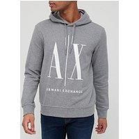 Armani Exchange Men's A|X Large Logo Hooded Sweatshirt, Bros Bc09 Grey Melan, XXL