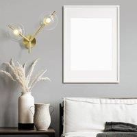 miloox by Sforzin Camely wall light, brushed gold/clear, 2-bulb