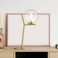 miloox by Sforzin Camely table lamp, 1-bulb, brushed gold/clear, glass