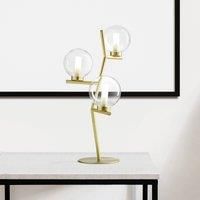 miloox by Sforzin Camely table lamp, 3-bulb, brushed gold/clear, glass