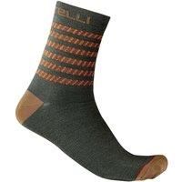 Castelli Go 15 Road Sock Military Green/Olive Green/Fiery Red