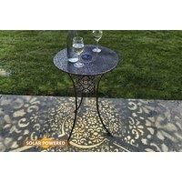 Round Metal Solar Powered Garden Antique Bistro Table