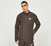 EA7 Ventus Quarter Zip T-Shirt - Brown - Size L