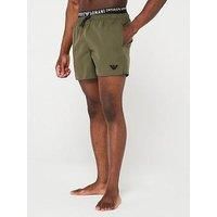 Emporio Armani Men/'s Logoband Swim Boxer Trunks, MILITARY GREEN, 56