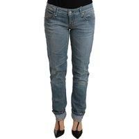 Acht Chic Washed Cotton Denim with Folded Women/'s Hem, Blue, 40