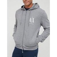 Armani Exchange Men/'s Icon Project Kapuzen-Sweatshirt, Bestickt mit Reißverschluss, bc09 Gray, XL