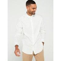 Armani Exchange Men/'s Regular Fit Long Sleeve Jacquard Cotton All Over Logo Button Down Shirt, Off White, S