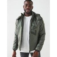 Ea7 Emporio Armani Outline Logo Padded Hood Jacket - Khaki