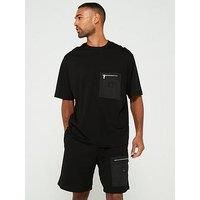 Armani Exchange Black Edition Nylon Patch Pocket T-Shirt - Black