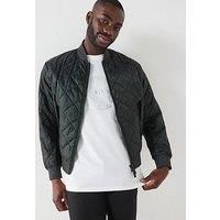 Armani Exchange Allover Monogram Print Bomber Jacket - Dark Green