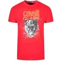 Cavalli Class Lightning Panther Design Red T-Shirt