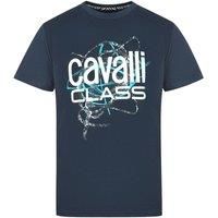 Cavalli Class Snake Skin Scribble Navy T-Shirt