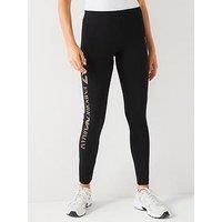 Emporio Armani Women/'s Train Leggings, Black/Rouge Red, XL