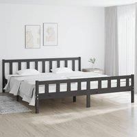 Bed Frame Grey Solid Wood 180x200 cm Super King Size