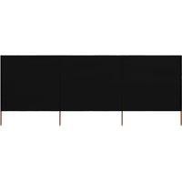 3-panel Wind Screen Fabric 400x80 cm Black