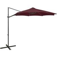 Cantilever Umbrella with Pole and LED Lights Bordeaux Red 300 cm