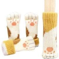 Knitted Cat Paw Socks For Tables And Chairs In 7 Colours - Grey