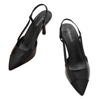 C.Paravano Pointed Toe Slingback Sandals for Women | Black 37,Schwarz)