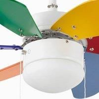 FARO BARCELONA Palao ceiling fan with a light, multicolour