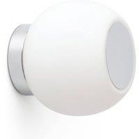 FARO BARCELONA Moy LED wall lamp in chrome, glass lampshade