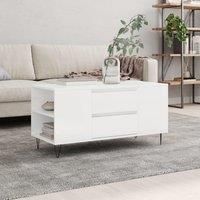 Coffee Table High Gloss White 102x44.5x50 cm Engineered Wood