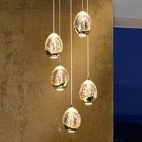 Schuller Valencia 5-light, gold-coloured LED hanging light Rocio