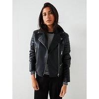 Mango Leather-Effect Biker Jacket