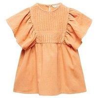 Mango Younger Girls Frill Smock Dress - Orange