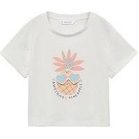 Mango Younger Girls 3D Pineapple Short Sleeve Tshirt - Light Cream