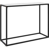 Console Table White 100x35x75 cm Tempered Glass